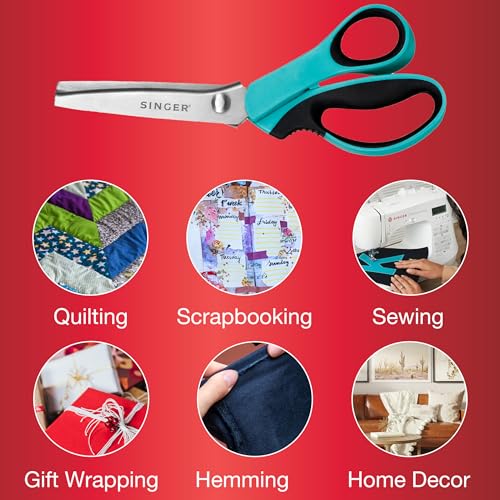 Buy now SINGER ProSeries 9" Pinking Shears - Heavy-Duty Stainless Steel - Zigzag Cut for No-Fray Fabric, Sewing & Craft Edging at indiglob india