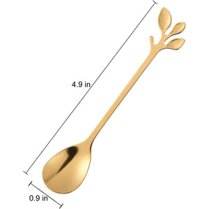dcieiosul Gold Plated Stainless Steel Mini Coffee Espresso Spoon, Tableware Flatware Dessert Teaspoons Small Soup Spoons Set of 8, 4.9 inch Specialty Demitasse Stirring Spoons (Gold spoons)