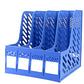 Buy now Sturdy Magazine File Book PP Holder Desk Organizer for Office Organization and Storage with Compartments Storage Organizer 4C Blue-Strip at indiglob india