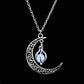 Aimimier Luminous Moon Necklace Stone Pendant Necklace Halloween Fluorescent Necklace Glow in The Dark Accessories for Women