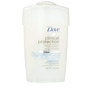 Dove Clinical Protection Antiperspirant/Deodorant, Original Clean, Stick, 1.7 Ounce (Pack of 2)