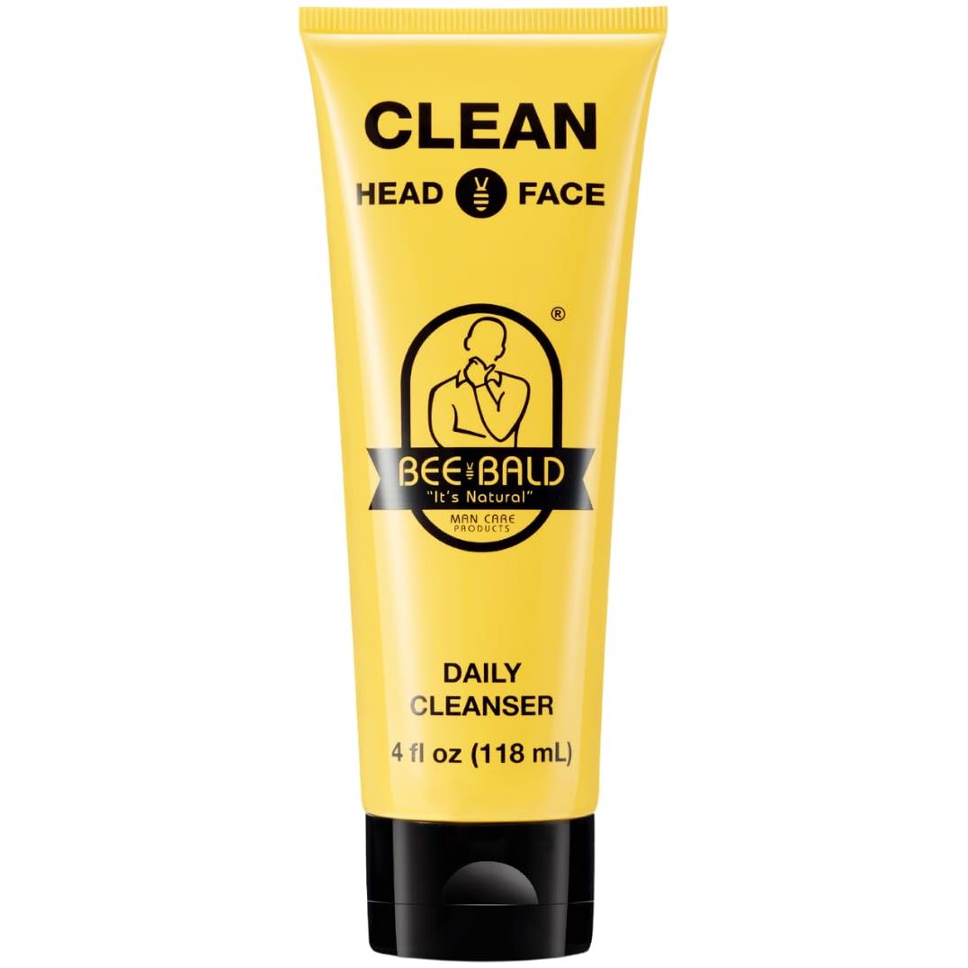 Bee Bald CLEAN Daily Head & Face Cleanser, Refreshes and Thoroughly Washes, Premium Bald Head Care for Men and Women, 4 fl Oz