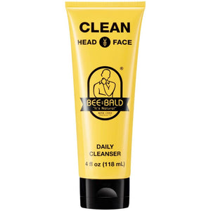 Bee Bald CLEAN Daily Head & Face Cleanser, Refreshes and Thoroughly Washes, Premium Bald Head Care for Men and Women, 4 fl Oz