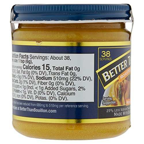 Buy now Better Than Bouillon Reduced Sodium Roasted Chicken Base, Made with Seasoned Roasted Chicken & Less Sodium, 38 Servings Per Jar 8 Ounce (Pack of 2) at indiglob india