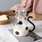 Cartoon Cow Clear Glass Bedside Night Water Carafe Set with Tumbler, Pitcher And Cup Night Set