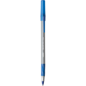 BIC Round Stic Grip Xtra Comfort Fine Blue Ballpoint Pens, Medium Point (0.8 mm), 12-Count Pack, Excellent Writing Pens With Soft Grip for Superb Comfort and Control