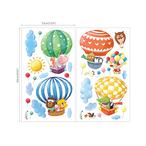 Buy now DECOWALL DA-1406B Animal Hot Air Balloons Kids Wall Stickers Wall Decals Peel and Stick Removable Wall Stickers for Kids Nursery Bedroom Living Room décor at indiglob india