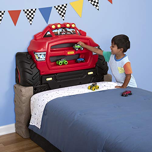 Buy now Simplay3 Monster Truck Headboard, Twin Size Plastic Car Bed Headboard for Kids, Toddlers and Boys with Toy Car Storage - Red, Made in USA at indiglob india