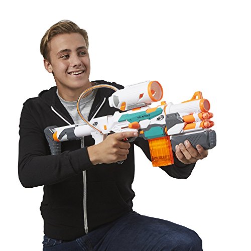 Buy now Nerf Modulus Tri-Strike Blaster, Mega Barrel, Rocket Launcher, Clip, 1 Rocket, Kids Outdoor Games (Amazon Exclusive) at indiglob india