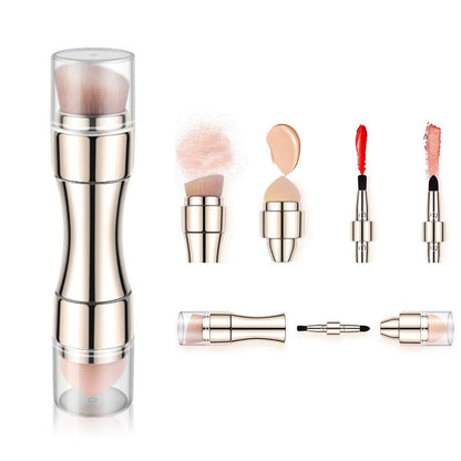 Bling Toman 4 in 1 Makeup Brush, Eyeshadow Eye Lip Face Concealing Blush Foundation Brush All in One Retractable Travel Size Makeup Brush Set (rose gold brush)