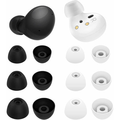 6 Pairs Silicone Galaxy Buds 2 Ear Tips Earbuds, S/M/L 3 Size Soft Rubber Flexible Eartips Buds Wing Tips Fit in Case Compatible with Samsung Galaxy Buds 2 / Galaxy Buds Plus - Black