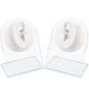 Cindeer 2 Pcs Flexible Silicone Ear Model Reused Soft Mold Fake Ear for Earrings Jewelry Display for Piercing Practice with Acrylic Stand(White) - White
