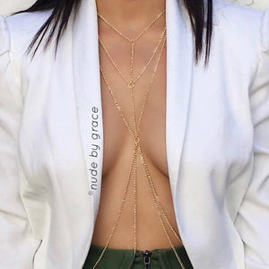 Sexy Body Chain Gold Body Necklace Bikini Body Jewelry Layered Beach Party Body Accessory for Women