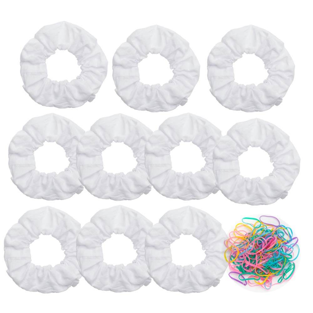 10 Pack White Cotton Scrunchies for Tie Dye Hair Elastic Hair Ties Pony Tail Holder for Party - My Store