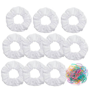 10 Pack White Cotton Scrunchies for Tie Dye Hair Elastic Hair Ties Pony Tail Holder for Party - My Store