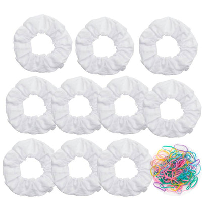 10 Pack White Cotton Scrunchies for Tie Dye Hair Elastic Hair Ties Pony Tail Holder for Party - My Store