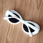 White Retro Oval Mod Thick Frame Sunglasses Round Lens Clout Glasses Goggles