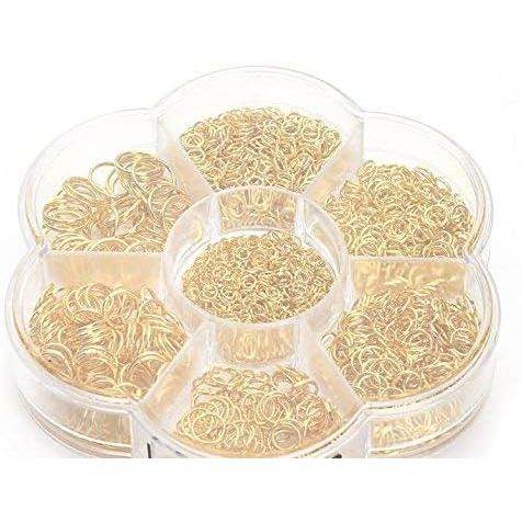 1 Box(1450PCS) Assorted Sizes Metal Closed Open Jump Rings Connecters for Necklace Bracelet DIY Jewelry Making Findings Kits(3mm 4mm 5mm 6mm 7mm 8mm 10mm)(Gold) - My Store