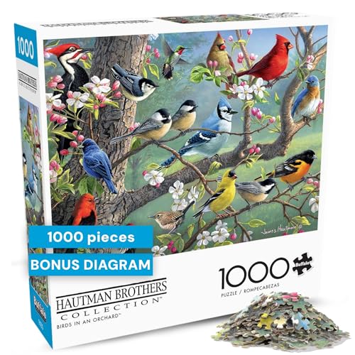 Buy now Buffalo Games - Birds in an Orchard - Hautman - 1000 Piece Jigsaw Puzzle for Adults, Challenging Bird Puzzle for Game Nights, Finished Size 26.75 x 19.75, Made in the USA at indiglob india