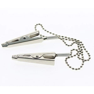 2PCS Length 12" Metal Napkin Clip Neck Chain Neck Strap Bib Holder Clips Dining Clothing Protector For Adult (Silver)