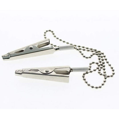 2PCS Length 12" Metal Napkin Clip Neck Chain Neck Strap Bib Holder Clips Dining Clothing Protector For Adult (Silver)