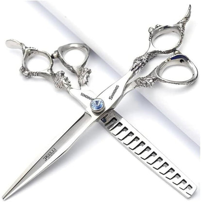 7" 7.5" 8"9" Professional Hairdressing Scissors Barber Salon Hair Cutting Dragon Shears (Large). (7 inch—A)