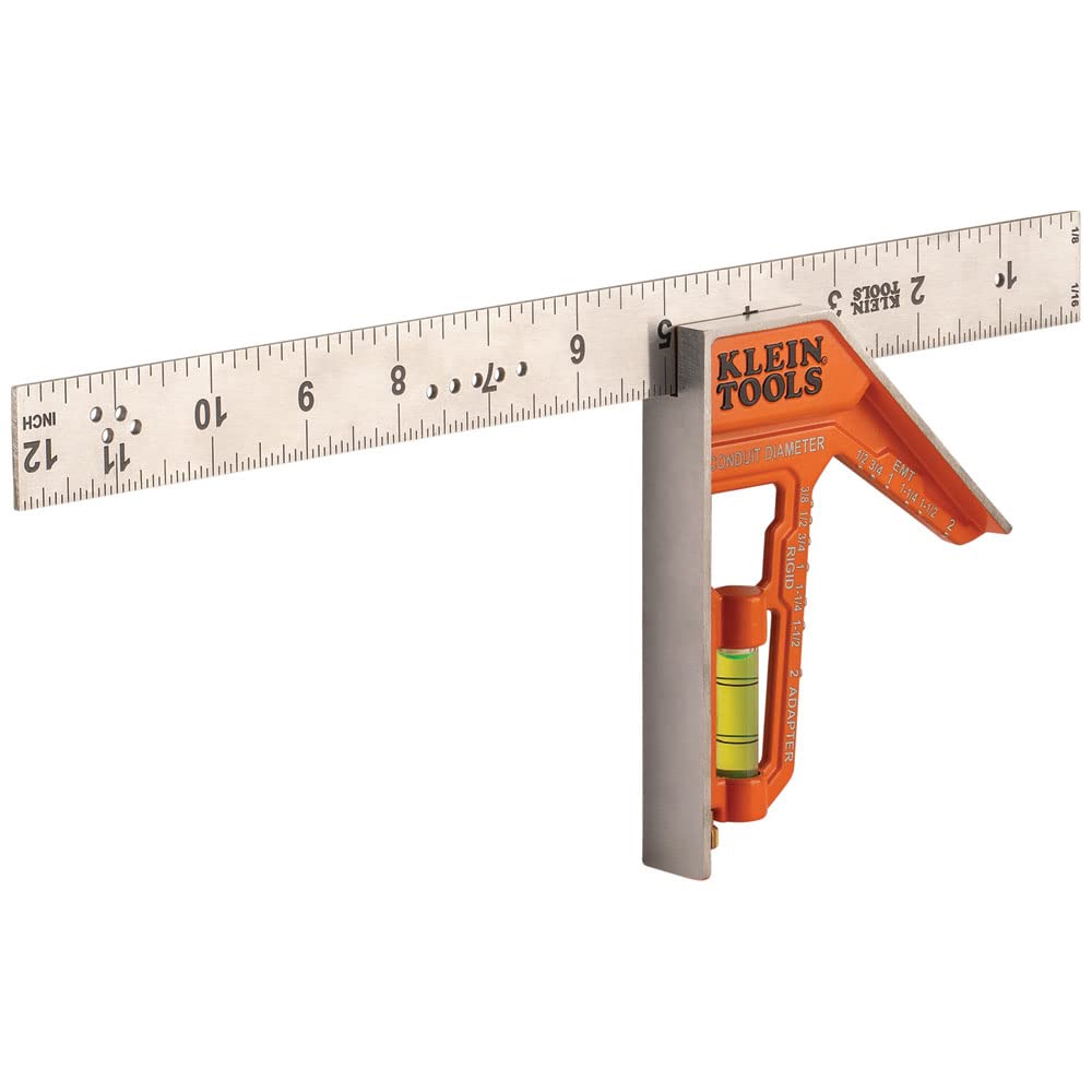 Buy now Klein Tools 935CSEL Combination Square Ruler for Electricians and Carpenters, Stainless Steel Double Sided Ruler, Bubble Level, Magnetic at indiglob india