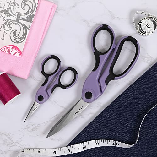 Buy now SINGER ProSeries Sewing 8.5" Heavy Duty Fabric Scissors and 4.5" Craft Detail Scissors Set, Lilac Purple, Set of 2 Sewing Scissors at indiglob india