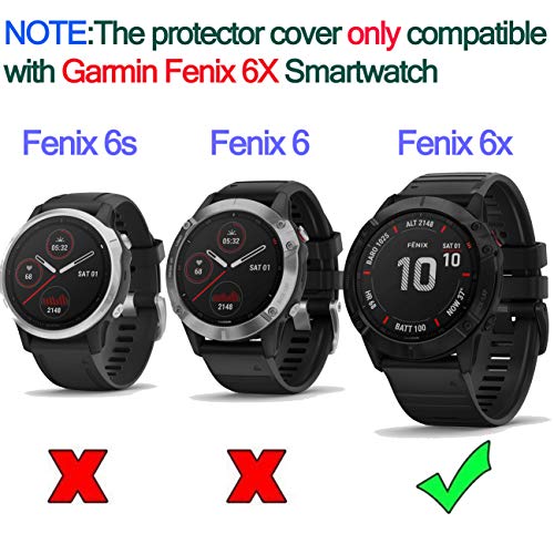 Buy now RuenTech Case Cover Compatible with Garmin Fenix 6X/6X Pro/Fenix 6X Sapphire Case Protector TPU Protective Case Frame for Fenix 6X Smart Watch (Black&Transparent) at indiglob india