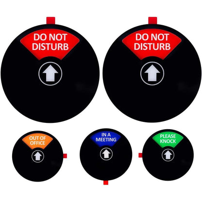Kichwit Privacy Sign for Office Door, Do Not Disturb, Out of Office, Please Knock, In a Meeting, Conference Sign for Offices, 5 Inch, Black