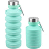 Nefeeko Collapsible Water Bottle, Reuseable BPA Free Silicone Foldable Water Bottles for Travel Gym Camping Hiking, Portable Leak Proof Sports Water Bottle with Carabiner - Mint Green-27oz