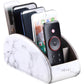All-in-One Leather White TV Remote Holder for Remote Conrtols with 5 Compartments Nightstand Desktop Media Player Remote Caddy Storage Box Organizer Tray for Mobile Office Stationery Phone Controller