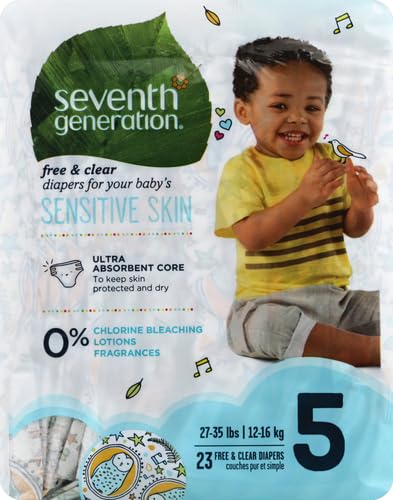Buy now Seventh Generation Baby Diapers for Sensitive Skin, Animal Prints, Size 5, 23 Count at indiglob india