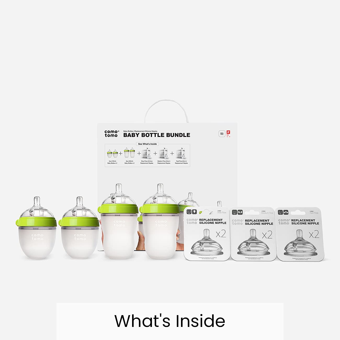 Buy now Comotomo Baby Bottle Bundle, Green, (7 Piece Set) at indiglob india