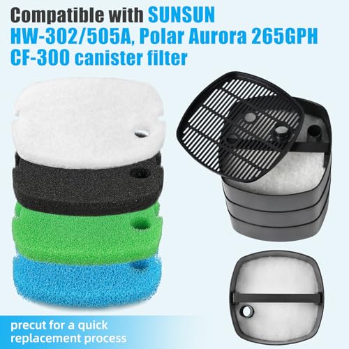 Buy now AQUANEAT Replacement Canister Filter Pads Compatible with SUNSUN HW-302 Aquarium Filter Media Sponge Floss 16pcs at indiglob india