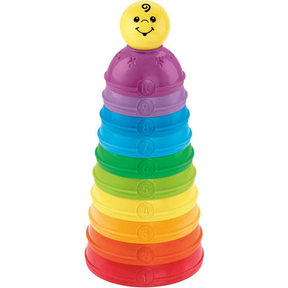 Fisher-Price Baby Toy Stack & Roll Cups, 10-Piece Stacking & Nesting Activity for Developmental Play Infants Ages 6+ Months