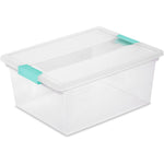 Buy now Sterilite 4-Pack Clip Box, Stackable Clear Plastic Bins with Latching Lids, Deep - Writing, Arts or Crafts Supplies Storage Containers for Home, Office, Classroom and Workshop Organization at indiglob india