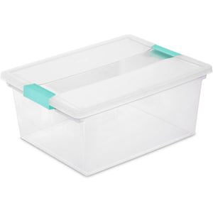 Buy now Sterilite 4-Pack Clip Box, Stackable Clear Plastic Bins with Latching Lids, Deep - Writing, Arts or Crafts Supplies Storage Containers for Home, Office, Classroom and Workshop Organization at indiglob india
