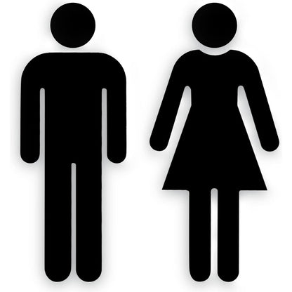 Brushed Aluminum Men's and Women's Bathroom Sign Figure Set - Men and Women Modern Restroom Sign - Bathroom Door Signs - Restroom Signs for Business - Bathroom Signage