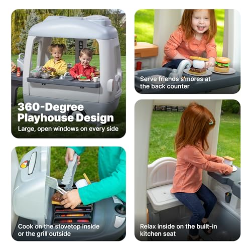 Buy now Step2 Adventure Camper Kids Playhouse, Indoor/Outdoor Playset with Kitchenette, Interactive Doorbell Sounds, 52-Piece Toy Accessories, Durable Plastic, For Toddlers 2+ Years at indiglob india
