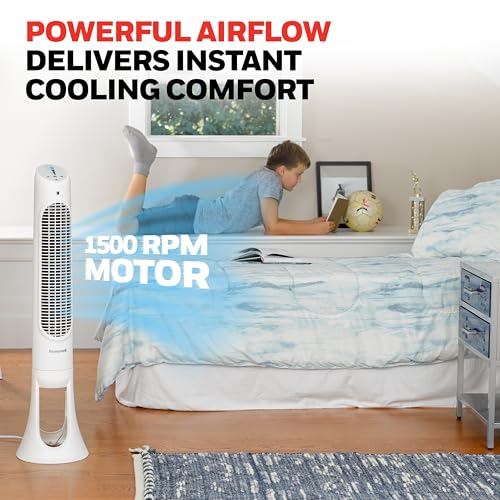 Buy now Honeywell QuietSet Whole Room Oscillating Tower filter Fan with Remote, White, HYF260 at indiglob india