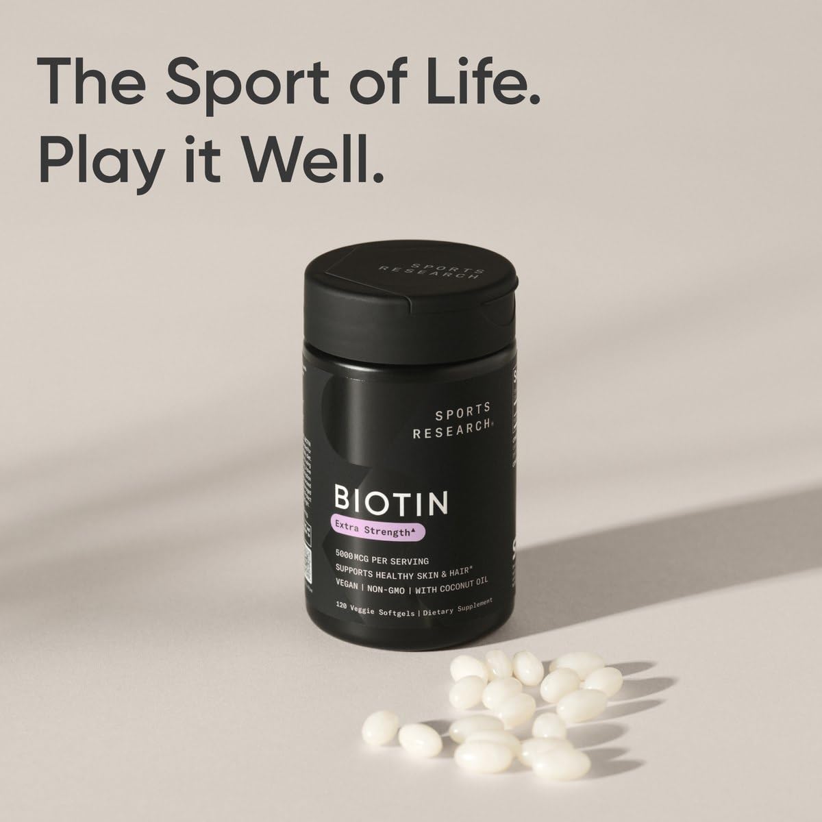 Buy now Sports Research® Biotin 5,000mcg with Organic Coconut Oil - Biotin (Vitamin B7) for Healthy Skin and Hair Support* - for Women and Men - Vegan, Non-GMO, Gluten & Soy-Free - 120 Veggie Softgels at indiglob india