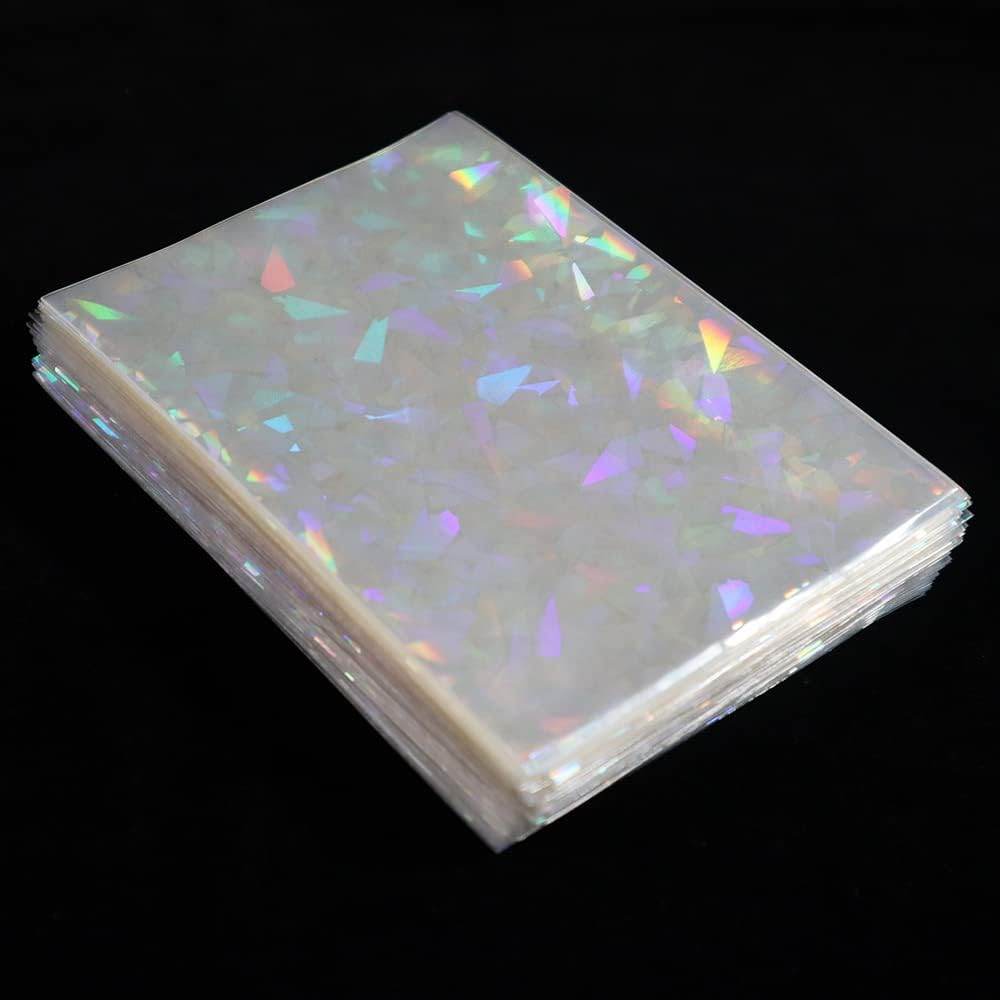 100pcs Broken Glass Gemstone Laser Flashing Card Film Holographic Idol Photo Sleeves Ultra Super Protector (61x88mm) - My Store