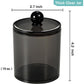SheeChung 2 Pack of 10 Oz. Small Clear Plastic Apothecary Jar - Qtip Dispenser Holder Bathroom Vanity Storage Canister Acrylic Jar for Cotton Balls/Swabs/Rounds,Q-tips (Black)