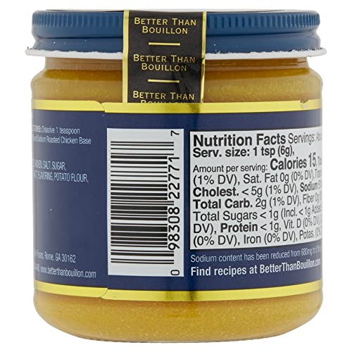 Buy now Better Than Bouillon Reduced Sodium Roasted Chicken Base, Made with Seasoned Roasted Chicken & Less Sodium, 38 Servings Per Jar 8 Ounce (Pack of 2) at indiglob india