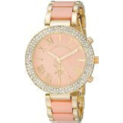 U.S. Polo Assn. Women's USC40063 Gold-Tone and Pink Bracelet Watch