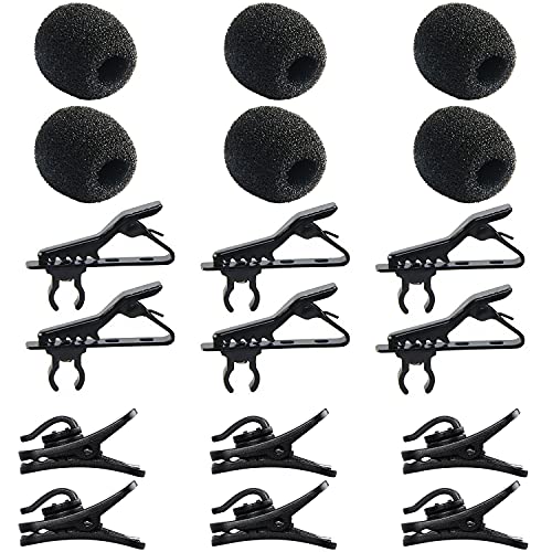 Buy now AUGSUN 18Pcs Lapel Microphone Clips Replacement Kit, 6Pcs Lavalier Mic Clips Metal Tie Clips Lavalier Microphone Clips, 6Pcs Windscreen Foam Cover and 6Pcs Plastic Wire Clips at indiglob india
