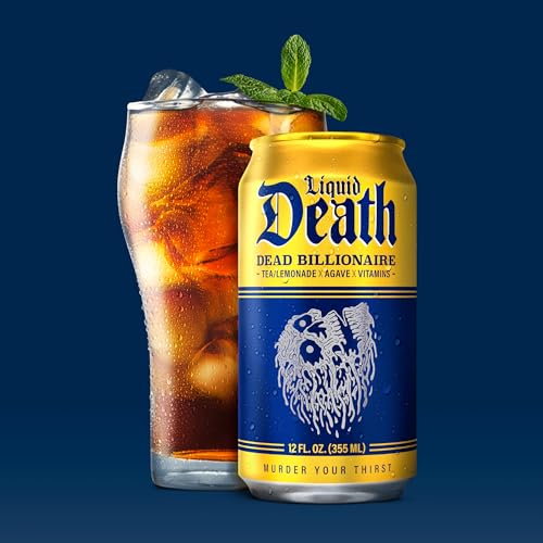 Buy now Liquid Death Iced Tea - Blueberry Buzzsaw (Blueberry-Flavored Black Tea), Less Sugar*, Boost of Caffeine, B Vitamins, No Artificial Sweeteners, 12 Fl Oz (Pack of 12) at indiglob india