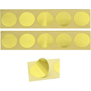 UNIQOOO 100pcs Gold Embossed Foil Blank Certificate Self-Adhesive Sealing Stickers - Perfect for Invitations, Certification, Graduation, Notary Seals, Corporate Seals, and Personalized Monogram Emboss
