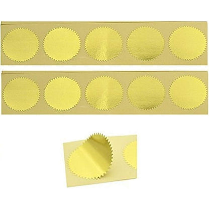 UNIQOOO 100pcs Gold Embossed Foil Blank Certificate Self-Adhesive Sealing Stickers - Perfect for Invitations, Certification, Graduation, Notary Seals, Corporate Seals, and Personalized Monogram Emboss